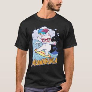 Camiseta Meowabunga Gato Legal De Óculos Cowabunga Surfs Up