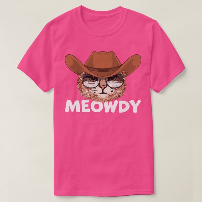Camiseta Meowboy do Texas Vestindo cowboy que óculos escuro (Frente do Design)