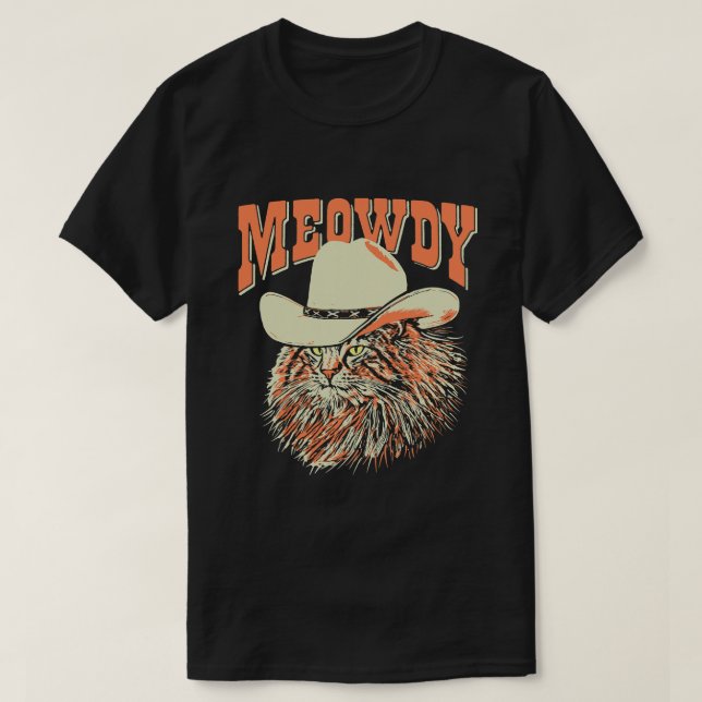 Camiseta Meowboy Hat Vintage, Uma Engraçada Música country (Frente do Design)