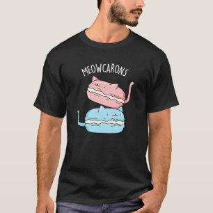 Camiseta Meowcarons Engraçado Macaron Pun Dark BG