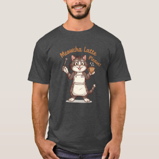 Camiseta Meowcha Latte Please Hipster Cat Barista Cartoon f
