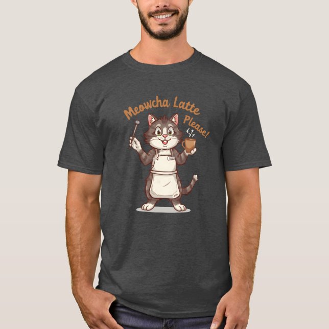 Camiseta Meowcha Latte Please Hipster Cat Barista Cartoon f (Frente)
