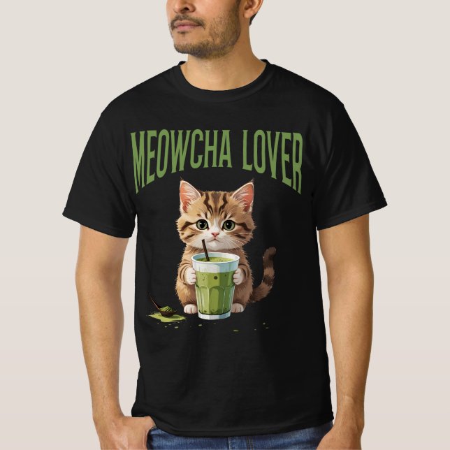 Camiseta Meowcha Lover Kitten Matcha Tea Lover Design (Frente)