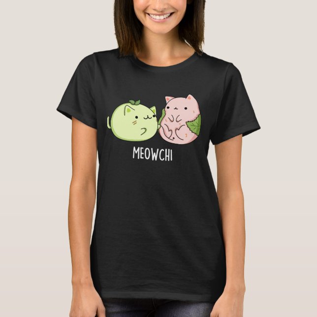 Camiseta Meowchi Funny Mochi Pun Dark BG (Frente)