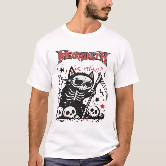 Camiseta Meowdeth Thrash Cat Doodle Art (Frente)