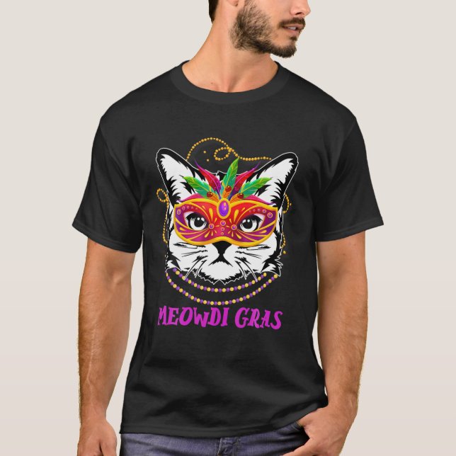 Camiseta Meowdi Gras Cute Cat Funny Mardi Gras Costume For (Frente)