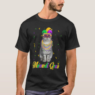 Camiseta Meowdi Gras Cute Scottish Fold Cat Mardi Gras Carn