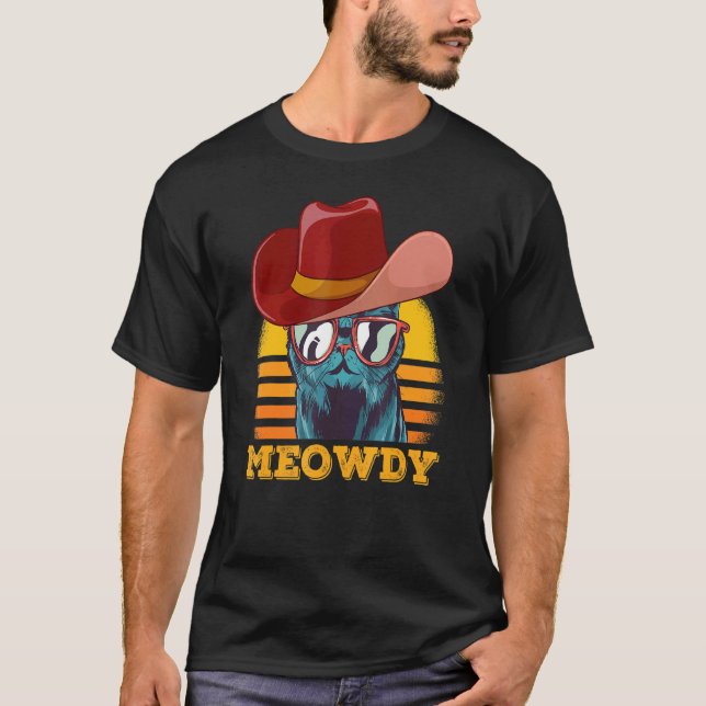 Camiseta Meowdy  Cat Meme Matching Meow and Howdy Country M (Frente)