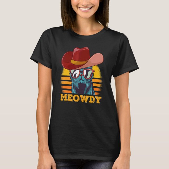 Camiseta Meowdy  Cat Meme Matching Meow and Howdy Country M (Frente)