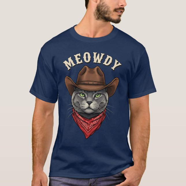 Camiseta Meowdy Cowboy Cat Western Funny Cowpoke Kitty (Frente)