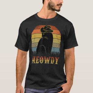 Camiseta Meowdy - Engraçado entre Meow e Howdy Black