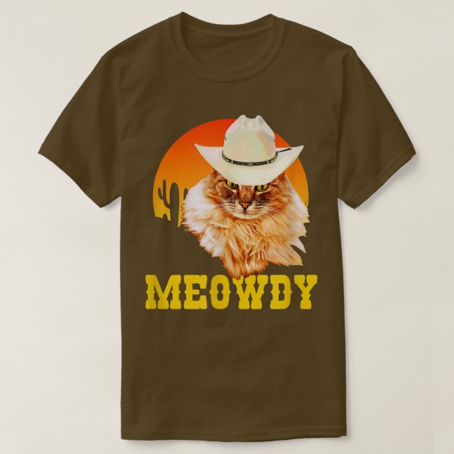 Camiseta Meowdy! Funny Country Music Cat Cowboy Hat Vintage (Frente do Design)