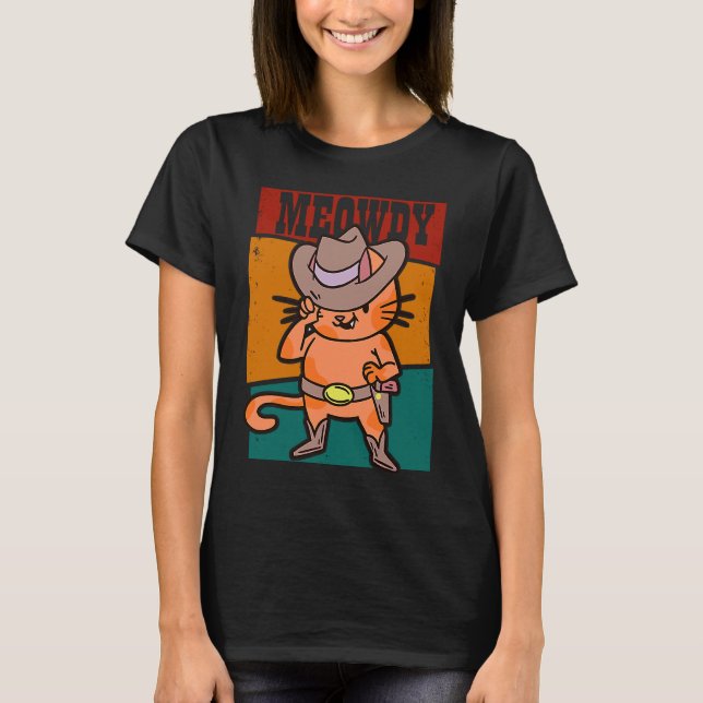 Camiseta Meowdy  Funny Mashup Between Meow and Howdy  Cat d (Frente)