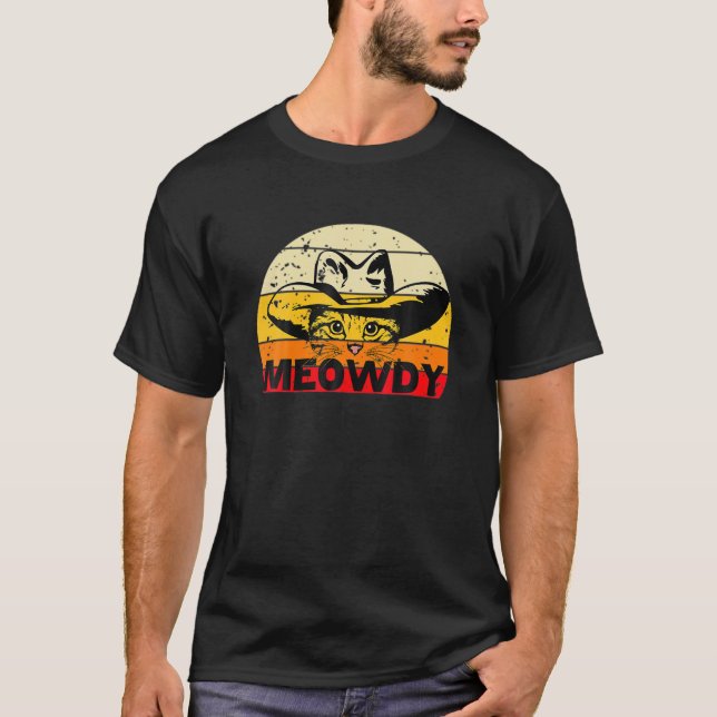 Camiseta Meowdy-Funny Mashup-between Meow E Howdy - Cat M (Frente)