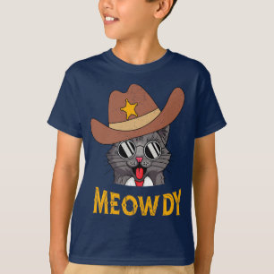 Camiseta Meowdy! Gato do País Engraçado Vestindo Presente d