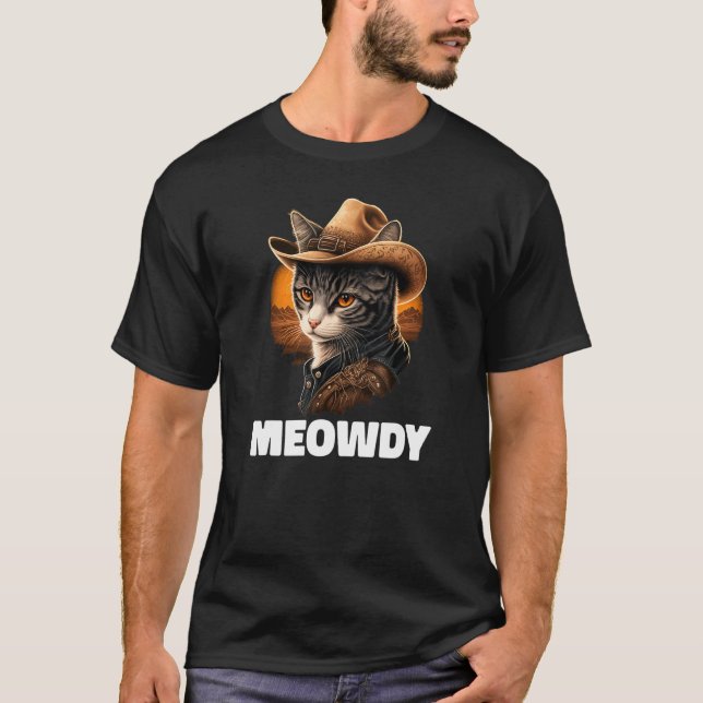 Camiseta Meowdy Mashup De Gato De Música De Meow E Howdy Co (Frente)