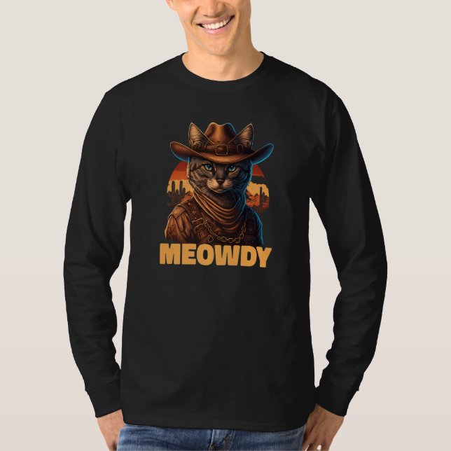 Camiseta Meowdy Mashup Of Meow And Howdy Country Music Cat  (Frente)