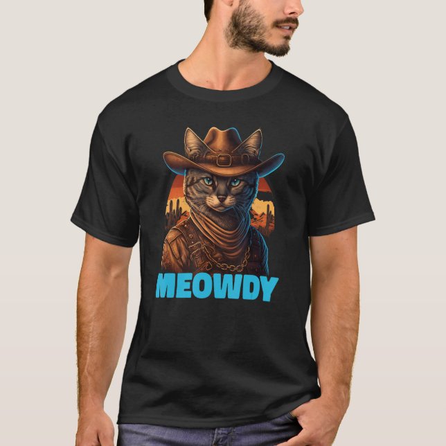 Camiseta Meowdy  Mashup Of Meow And Howdy Country Music Cat (Frente)