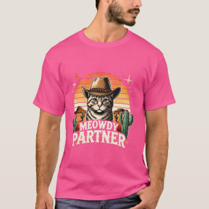 Camiseta Meowdy Partner Cat Funny Howdy Meme Wild West Cowb
