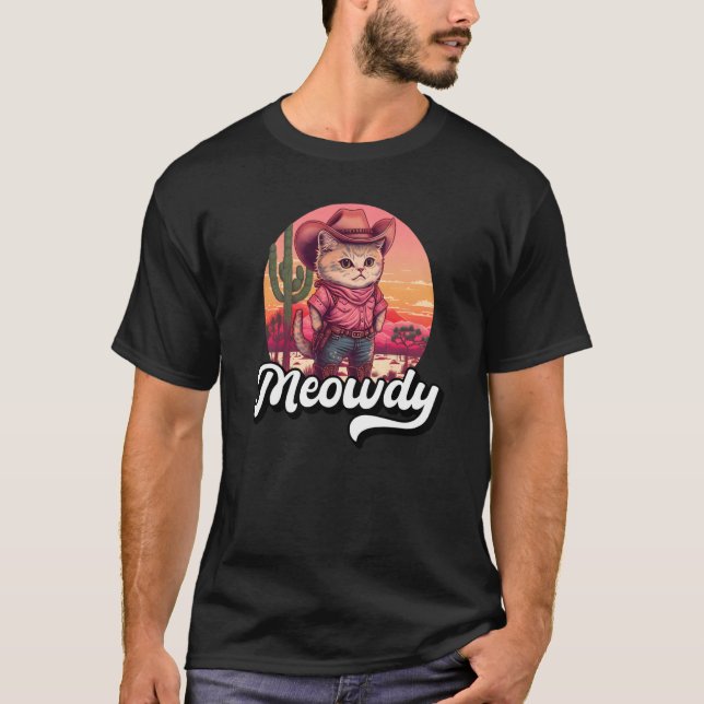 Camiseta Meowdy Texas Cat Meme Country Music Cowgirl Cute C (Frente)