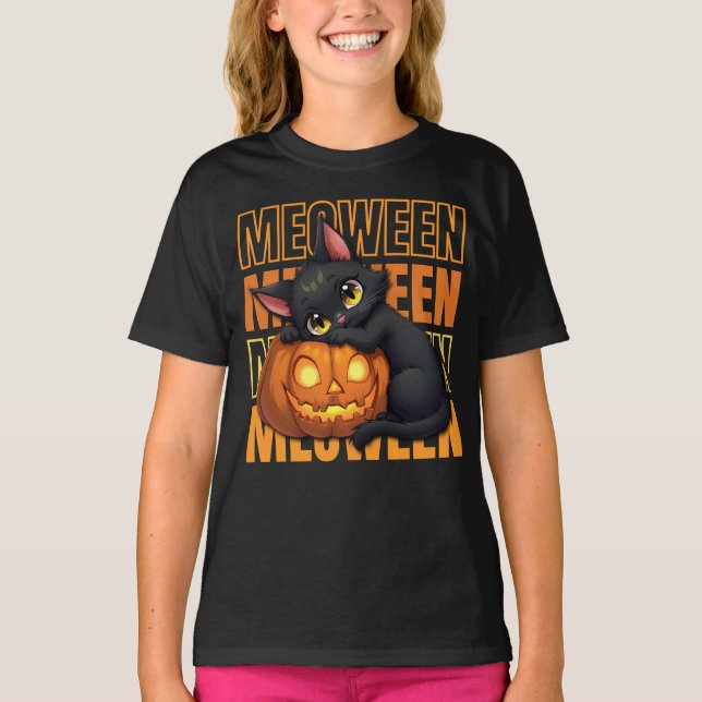 Camiseta MEOWEEN - Cat Lovers Halloween (Frente)