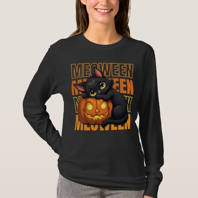 Camiseta MEOWEEN - Cat Lovers Halloween (Frente)