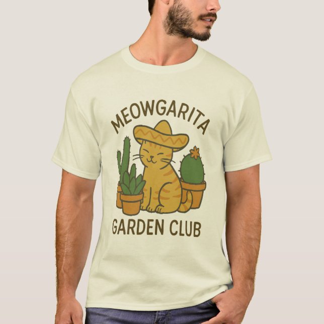 Camiseta Meowgarita Garden Club - Cat & Cactus Tee (Frente)