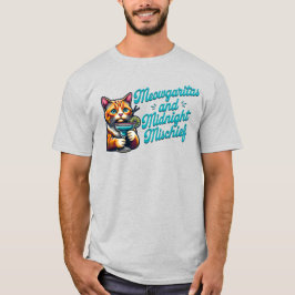 Camiseta Meowgaritas e T-Shirt Mischefe da Meowgaritas