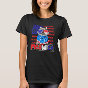 Camiseta Meowica 4 De Julho American Glass Flag Americana C