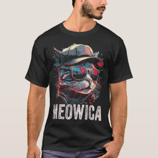 Camiseta Meowica 4 De Julho Cat American Flag America