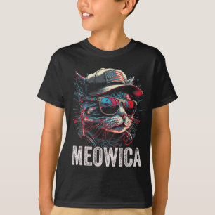 Camiseta Meowica 4 De Julho Cat American Flag America