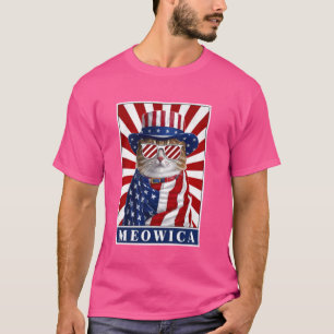 Camiseta Meowica 4 de julho Cat Funny American Flag Funny