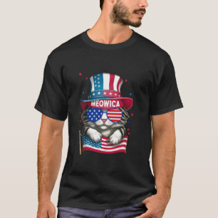 Camiseta Meowica 4 de julho de 2024 Cat American Flag USA