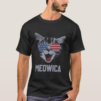 Camiseta Meowica 4 De Julho Gatinho Pawtriótico Merica Cat