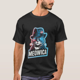 Camiseta Meowica 4 de Julho Gato Bandeira Americana América