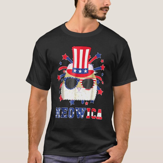 Camiseta Meowica American Curl Cat. 4 De Julho (Frente)