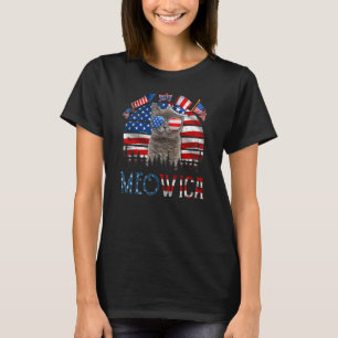 Camiseta Meowica Cat 4º De Julho Patriótico Eua Ameri