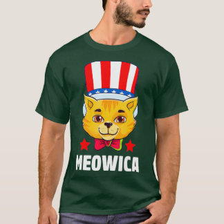 Camiseta Meowica Cat 4 de julho Gatinho Americano Patriótic
