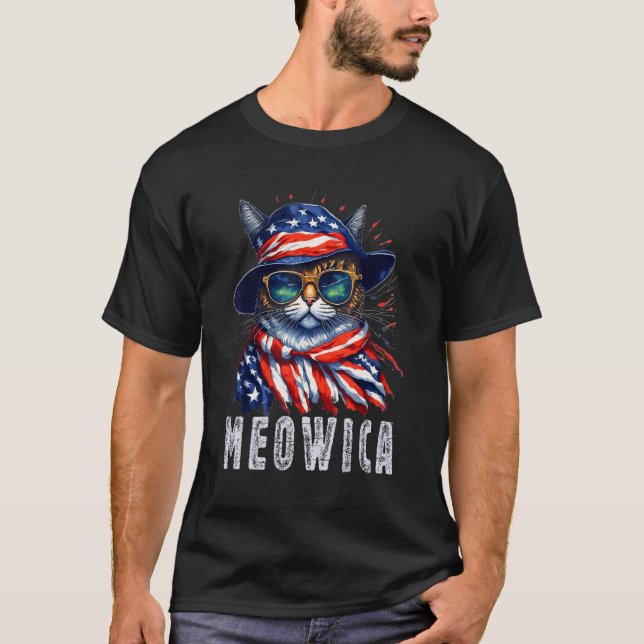 Camiseta MEOWICA Cat. 4 De Julho Óculos De Sol Merica Cat A (Frente)