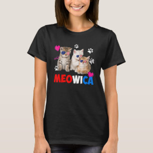 Camiseta Meowica Cat America Bandeiras 4 De Julho