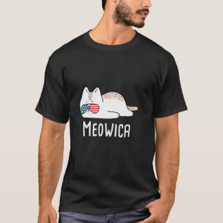 Camiseta Meowica Cat EUA Bandeira Funny Patriótico Humor An
