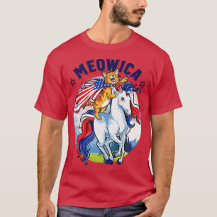 Camiseta Meowica Cat Unicorn 4 de julho Crianças Meninas Me