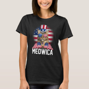 Camiseta Meowica Cat Usa Flag Óculos de sol & Tio Sam Hat 4