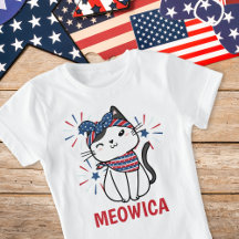 "Meowica" Cat Vermelho, Branco e Azul