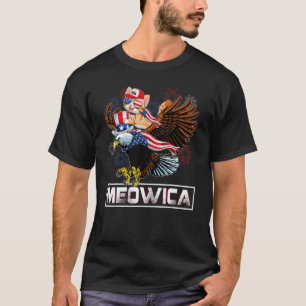 Camiseta Meowica Gato Águia Careca 4 De Julho Patriótico Am