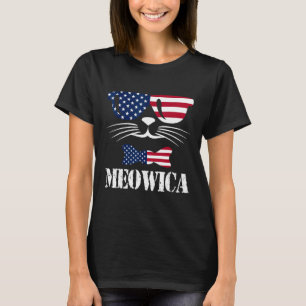Camiseta Meowica Gato Gatinho 4 De Julho Óculos De Sol Amer