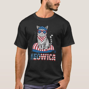 Camiseta Meowica Gato Patriótico com Bandeira Americana Fel