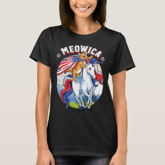 Camiseta Meowica Gato Unicórnio 4 De Julho