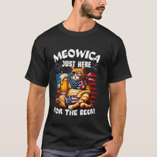 Camiseta Meowica Só Aqui Pelo Cerveja Gato Americano Bandei