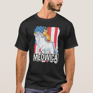 Camiseta Meowica Unicorn Cat 4 De Julho Patriótico American